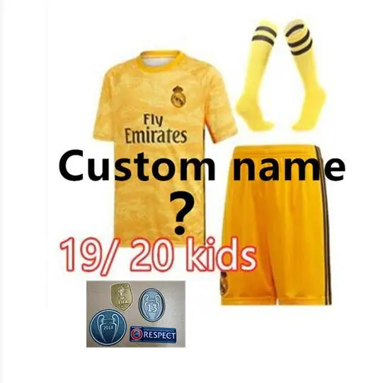 Real Madrideses/детская трикотажная одежда; коллекция 19/20 года; Детский комплект+ носки; Футбольная Футболка; домашняя одежда; 3RD HAZARD MARCELO BALE ASENSIO; Детская футбольная рубашка - Цвет: kids