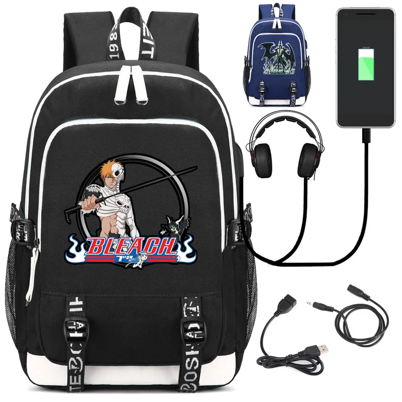 

BLEACH Backpack with USB Charging Port and Lock &Headphone interface for College Student Work Men & Women