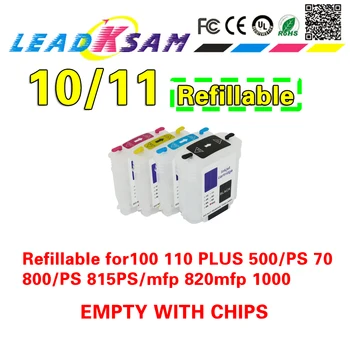 

hot compatible For hp10 11 Refillable ink cartridges with chip replace for 100 110 PLUS 500/PS 70 800/PS 815PS/mfp 820mfp 1000