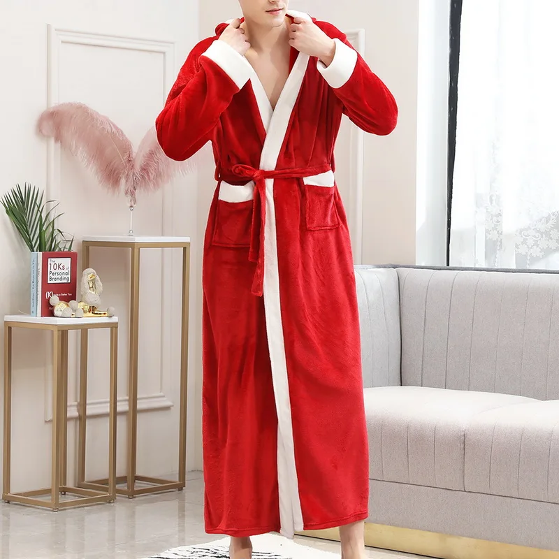 Женский мужской зимний теплый халат, женское плотное Коралловое кимоно из рунной шерсти, халат, ночная рубашка, банное платье, ночное белье, свободная пара, мягкая одежда для сна