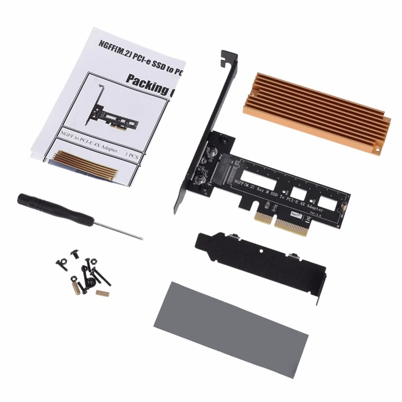 M Key M.2 Nvme Ssd Ngff Тип Для Pcie Pci-E Pci Express 4X адаптер с радиатором компьютерный адаптер для ПК