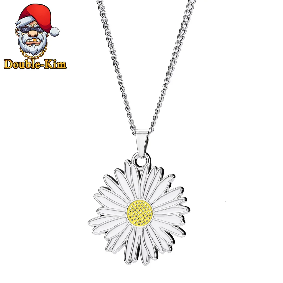 Цепочка с подвеской в виде цветка маргаритки из титана и нержавеющей