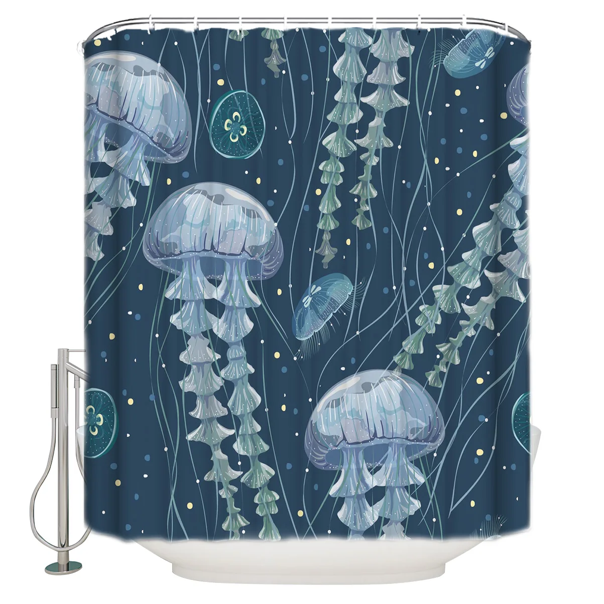Dark Blue Jellyfish Sea Animal Waterproof Shower Curtain Home Decoration Bathroom Accessories | Дом и сад