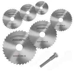 Jeu de roues de coupe pour outil rotatif, 6 lames de scie circulaire HSS avec 1 tournevis pour la coupe du bois, du plastique, du métal et de la pierre 