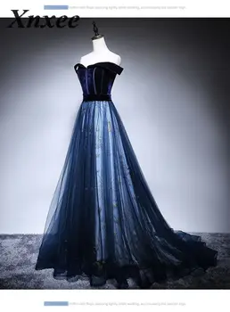 

2020 Summer New Pattern Sexy Deep V Lead High Slit Off The Should Dress Wine Red Vintage Chapel Train Long Dress Vestido de novi