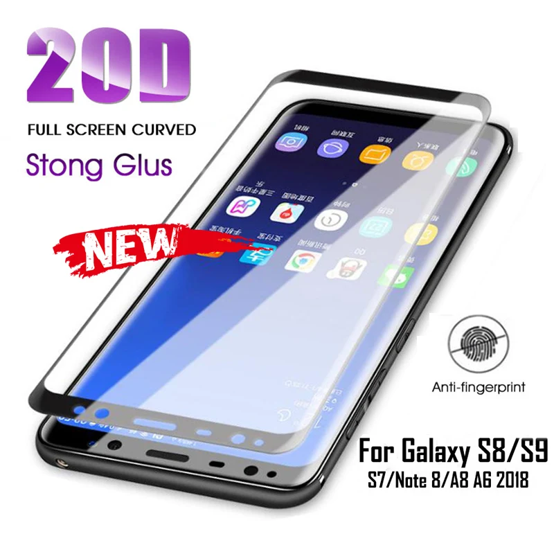 

20D Full Curved Tempered Glass For Samsung Galaxy S9 S8 Plus Note 9 8 Screen Protector For Samsung A8 A6 Plus 2018 S7 Edge Film