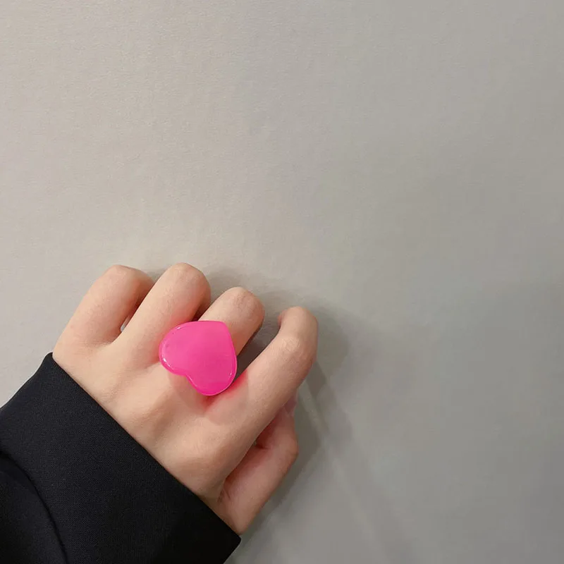Korea Candy Color Heart Ring for Women Finger Jewelry