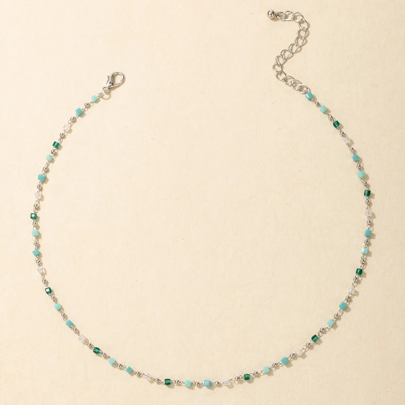 Tocona Bohemian Colorful Bead Necklace for Women Charm Geometric Gold Color Alloy Metal Chain Choker Necklace Summer Jewelry - Image 4