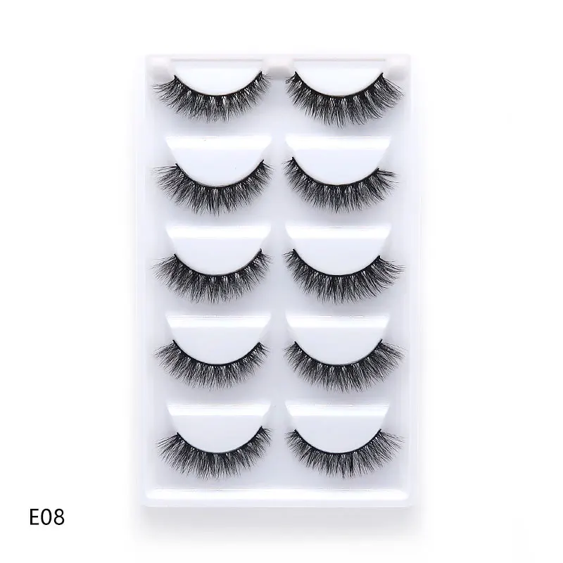 E08 NEW 1/3/5 pairs Fake Mink Eyelashes 3D Natural False Eyelashes 3d Mink Lashes Soft Eyelash Extension Makeup Kit Cilios - Цвет: E08