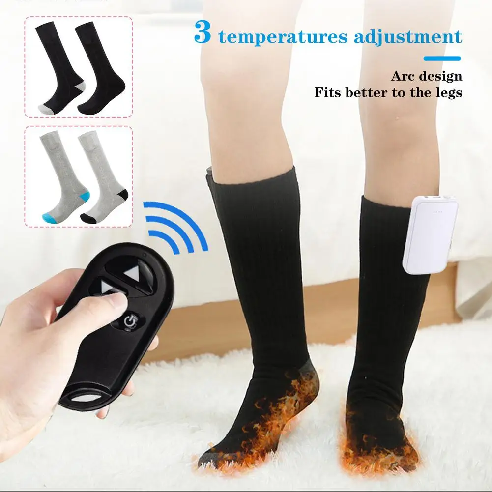 Remote Control Heated Socks 4000 MAh Electric Heating Socks Women Men Sport Boot Feet Warmer Stocking Rechargable Battery