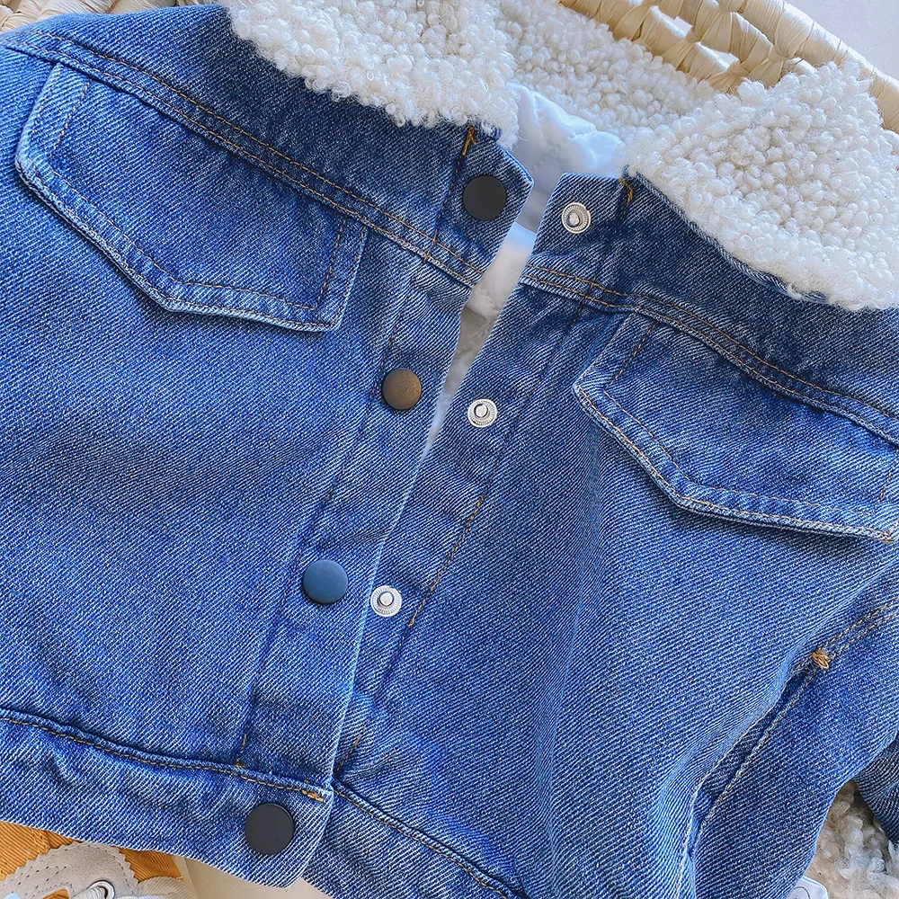 New Spring Winter Kids Denim Jacket Baby Boys Girls Warm Coat Fashion Children Outerwear Toddler Baby Clothes