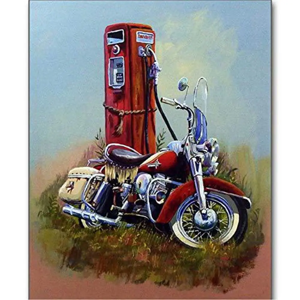 Motorcycle 30x40cm 5D Diamond Embroidery Full Round Mosaic Motor Vehicle Race Needlework Rhinestone Home Decor Diamond Painting Cross Stitch - Цвет: Motorcycle 30x40cm