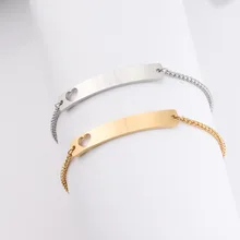 Серебро/золото из нержавеющей стали полые сердце изгиб Длинный Узкий браслет пустой браслет для гравировки Регулируемая цепочка ручная работа ювелирные изделия