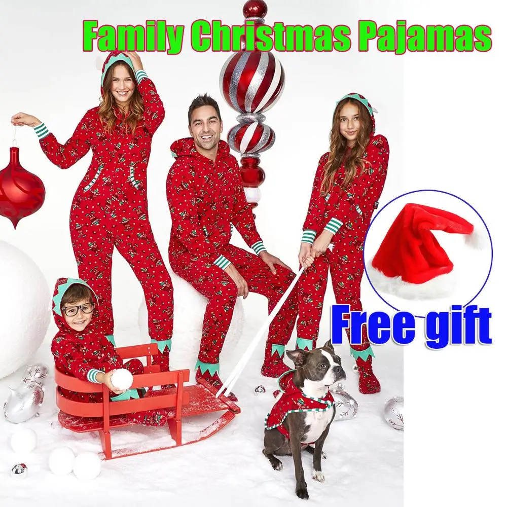 Модные Милые Удобные Хлопковые Семейные рождественские пижамы пижамные