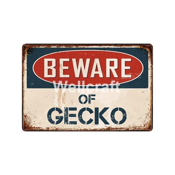 

[ WellCraft ] Be aware of gecko Metal Plaque Wall Tin Signs Posters Vintage Painting Custom Decor LC-15783