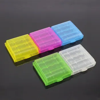 

5pcs/pack Coloful Battery Holder Case 4 AA AAA Hard Plastic Storage Box Cover for No.5/no.7battery Color Random ACEHE