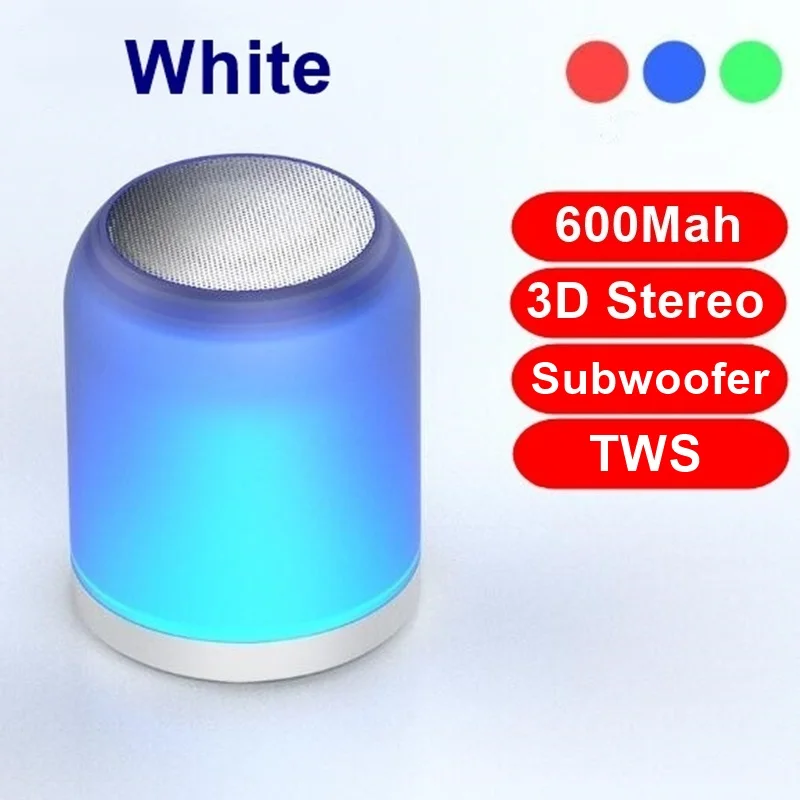 White Tongdaytech портативный Bluetooth динамик 3D стерео цветной светодиодный мини-динамик s Altavoz Саундбар домашний кинотеатр Parlante Bluetooth - Цвет: White