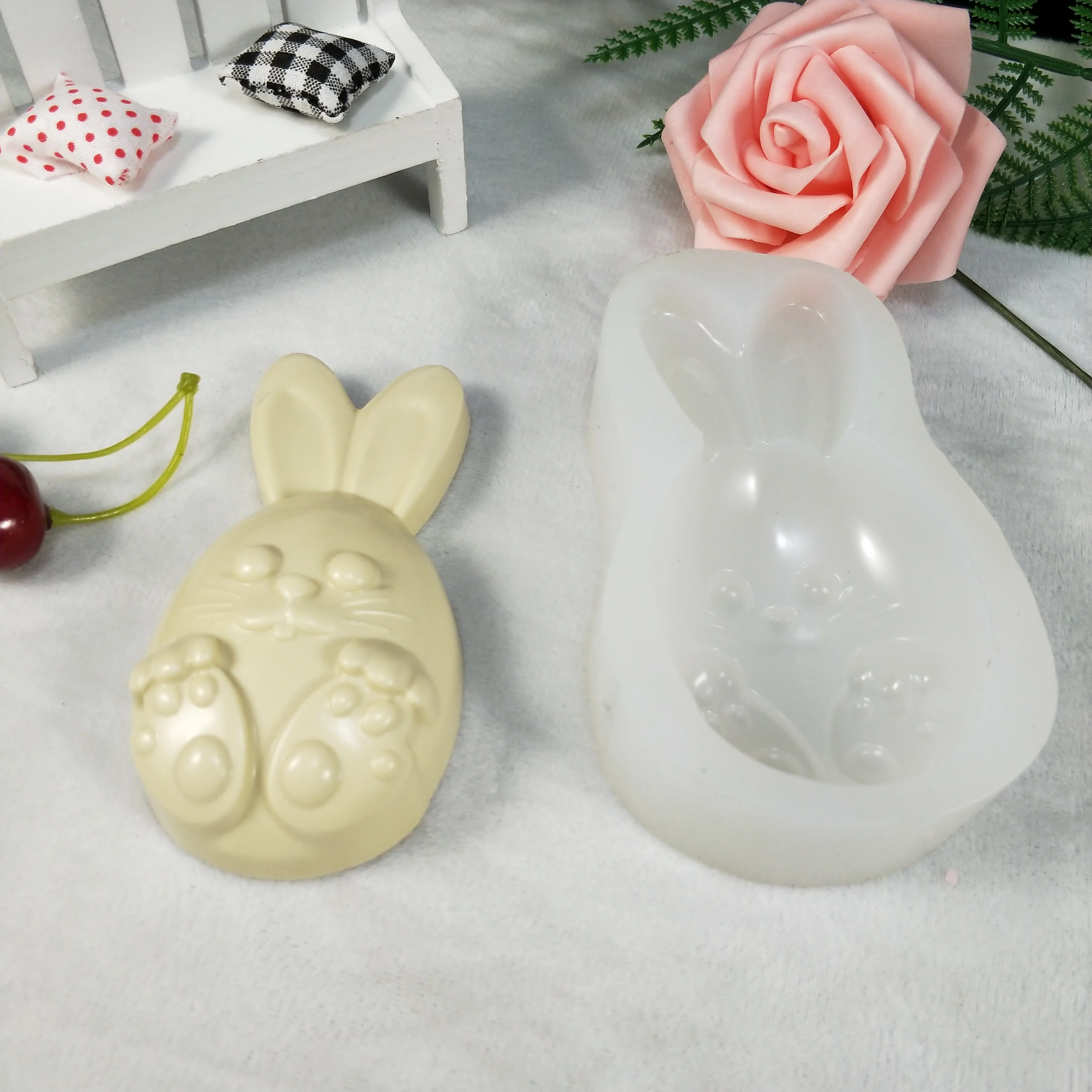 DW0190 PRZY Silicone Mold Lovely Easter Bunny Rabbit Soap Molds Clay Resin Gypsum Chocolate Candle Candy | Дом и сад