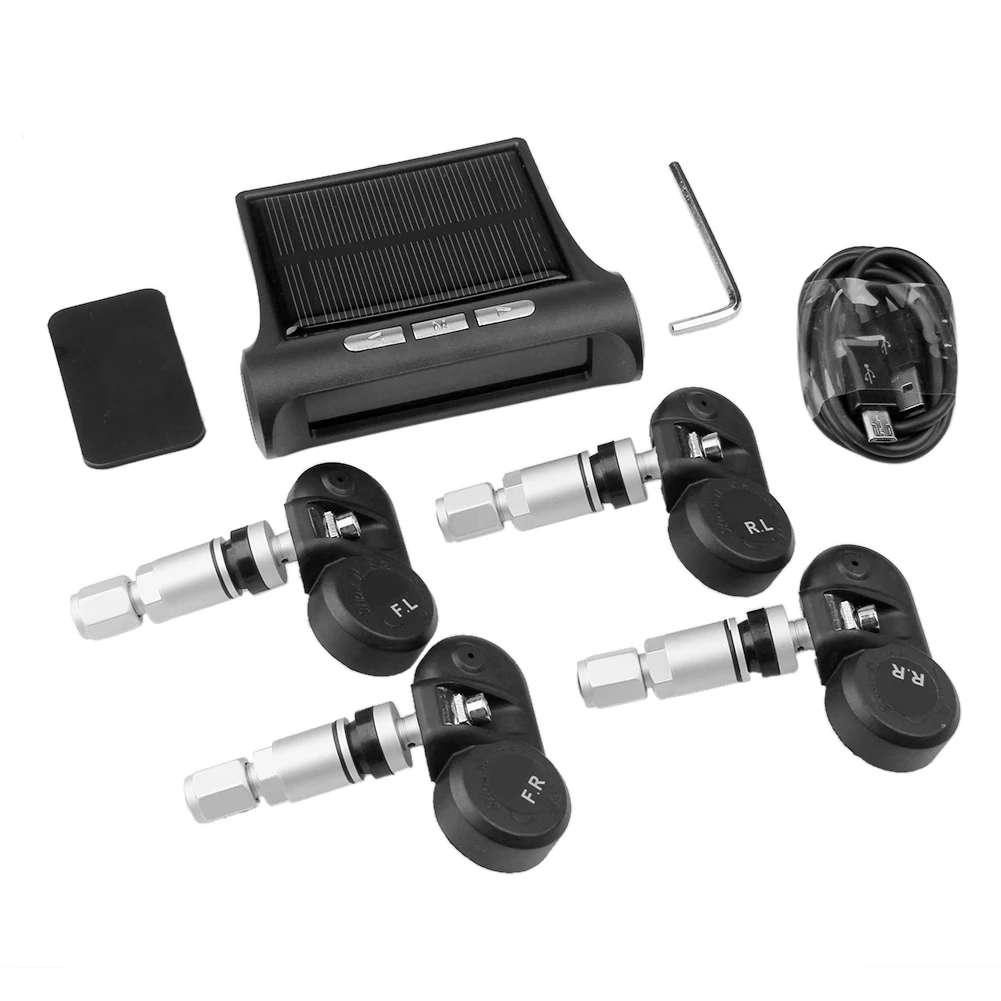 internal Sensors Солнечная энергия ed Smart Car TPMS система контроля давления в шинах Солнечная энергия зарядка цифровой ЖК-дисплей Авто Охранная сигнализация - Тип: internal Sensors