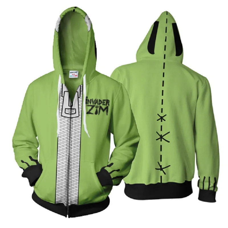 

Anime Invader ZIM Hoodie Robot Gir Cosplay Costume Casual Zipper Jackets Sweatshirts