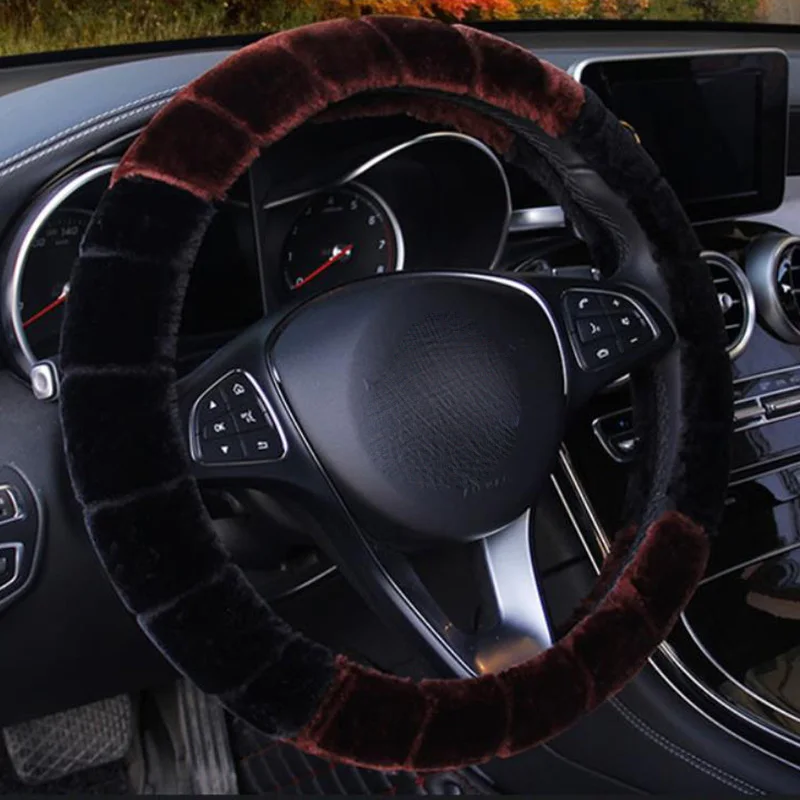 Зимняя крышка рулевого колеса автомобиля теплая автоукрашение Защита рулевого управления Плюшевые автостайлинг универсальные Мягкие Плюшевые Чехлы для рулевого управления