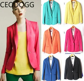 

Ceodogg Turn Down Collar Long Sleeve Single Button Colors Blazer Women Slim Fit Work Style Office Lady Fake Pocket Design Casaco