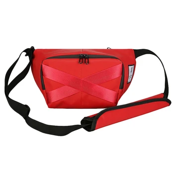 

Waist Bag Unisex Belt Bags Chest Pack Large Capacity Street Hip Hop Packs Crossbody Bag Female Solid Color Banana Pack Red