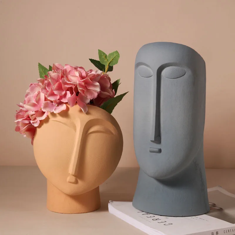 Details about   Nordic Minimalist Ceramic Abstract Vase Black And White Human Face Creative Vase 