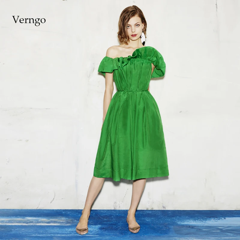 Verngo/зеленое вечернее платье; элегантное платье с вырезом лодочкой; короткие платья; Мода года; Вечерние платья на выпускной; платье на день Святого Валентина; Vestido De Noche - Цвет: Зеленый