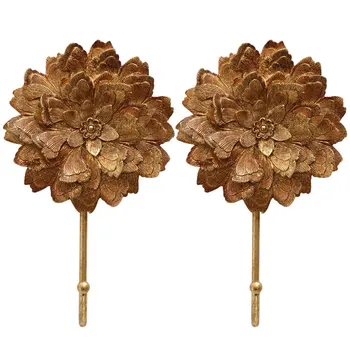 

2pcs Resin Flower Hooks Wall Mounted Hanger Vintage Room Hooks Sundries Organizer Household Supplies