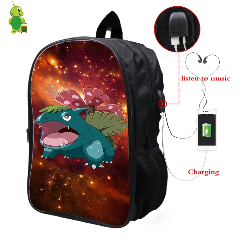 3 Покемон Venusaur Галактика космический рюкзак Многофункциональный USB зарядка Разъем для наушников ноутбук рюкзак для подростков мужчин женщин школьные сумки - Цвет: 3