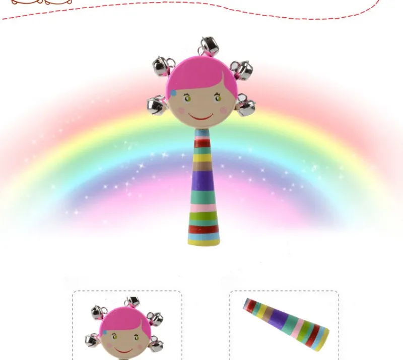 Kawaii практика детская музыкальная игрушка Музыкальные инструменты обучения погремушка барабан дети деревянные обучающие игрушки для детей подарок на день рождения