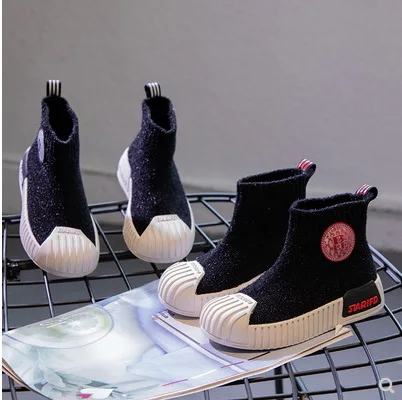 

Kids Knitte Sock Boots Winter Female Male Fashion Boots Girls Princess Boys Martin Boots Child Casual Sport Shoes Hot Sne