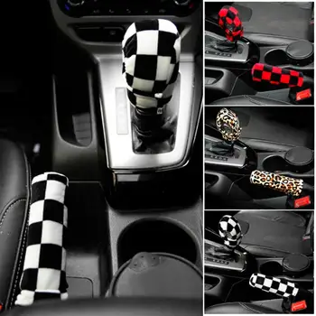 

Warm Gear Shift Cover Shift Knob Sleeve Protector Stylish Case for Leopard Print Car Interior Autumn Winter for Fleece