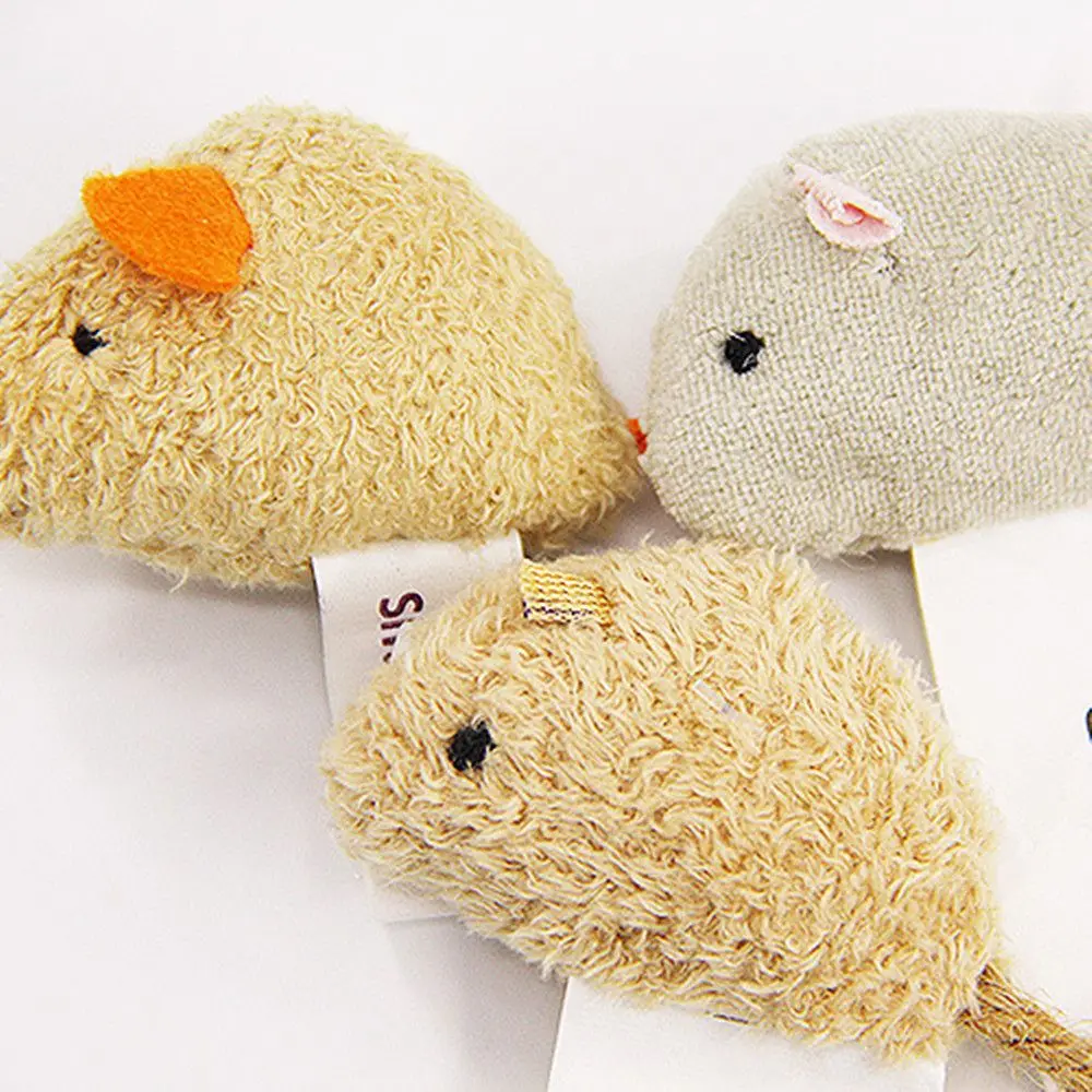 3pcs/set Plush Simulation Mice Toy Rat Squeak Noise Sound Pet Cat Toys Mouse Interactive Playing Supplies Pets Accessories