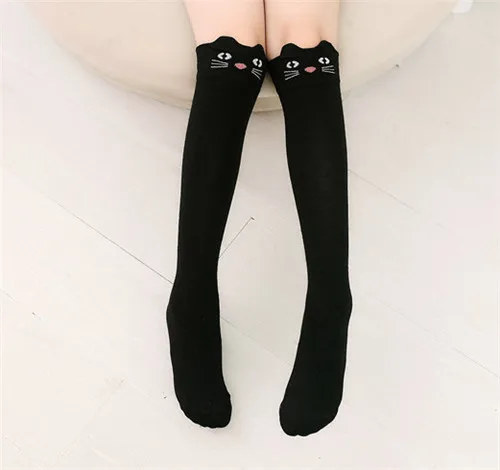 Гольфы для маленьких девочек от 3 до 12 лет зимние теплые хлопковые носки для девочек, зимние теплые носки для маленьких девочек, рождественские гольфы - Цвет: black cat