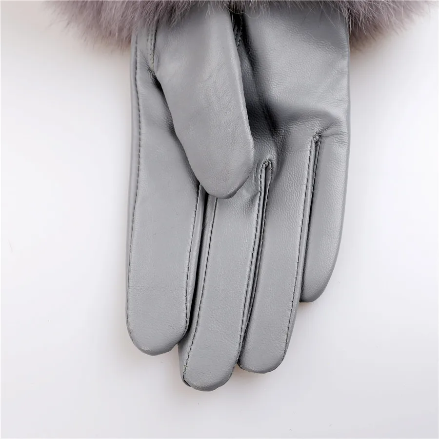 Großhandel Fuchs Pelz Handschuhe Winter weiblichen Luxus-Stil warme Schaffell  Echt leder Handschuhe fahren Verdickung shand schuh - AliExpress