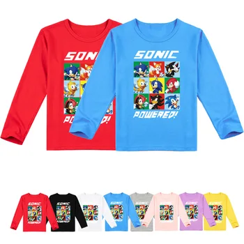 

Fashion Cotton Children's Sonic The Hedgehog Clothes Boys and Girls Unisex Long Sleeve T-shirt Kids Cartoon O-Neck Cotton Tops