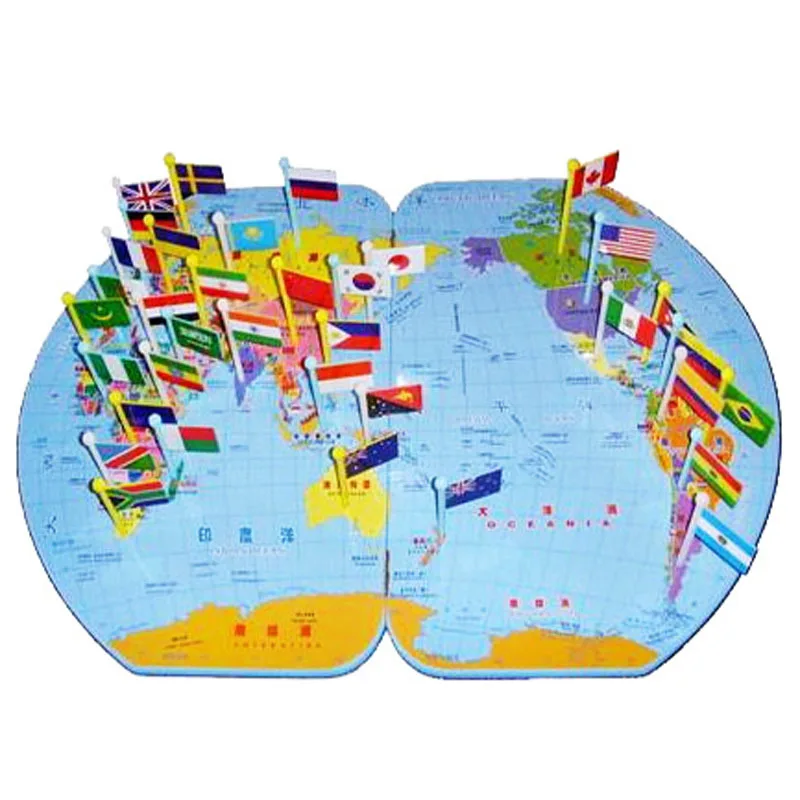 

Small-World Map Puzzle Decorative Flag Game Understanding Geography Teaching Aids Toy Early Education Toy