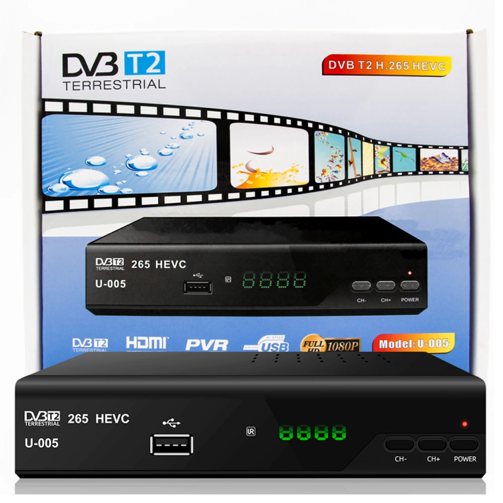 Listos para enviar decodificador HD H265 DVB T2, receptor de TV