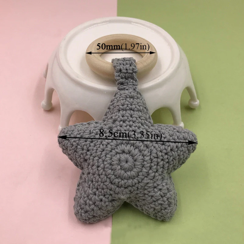 Новорожденных погремушка колокольчики вязаная крючком одежда со звездой детский зал для игр детская зубная щетка Еда Класс деревянное зубное кольцо Подвеска Игрушка montessori