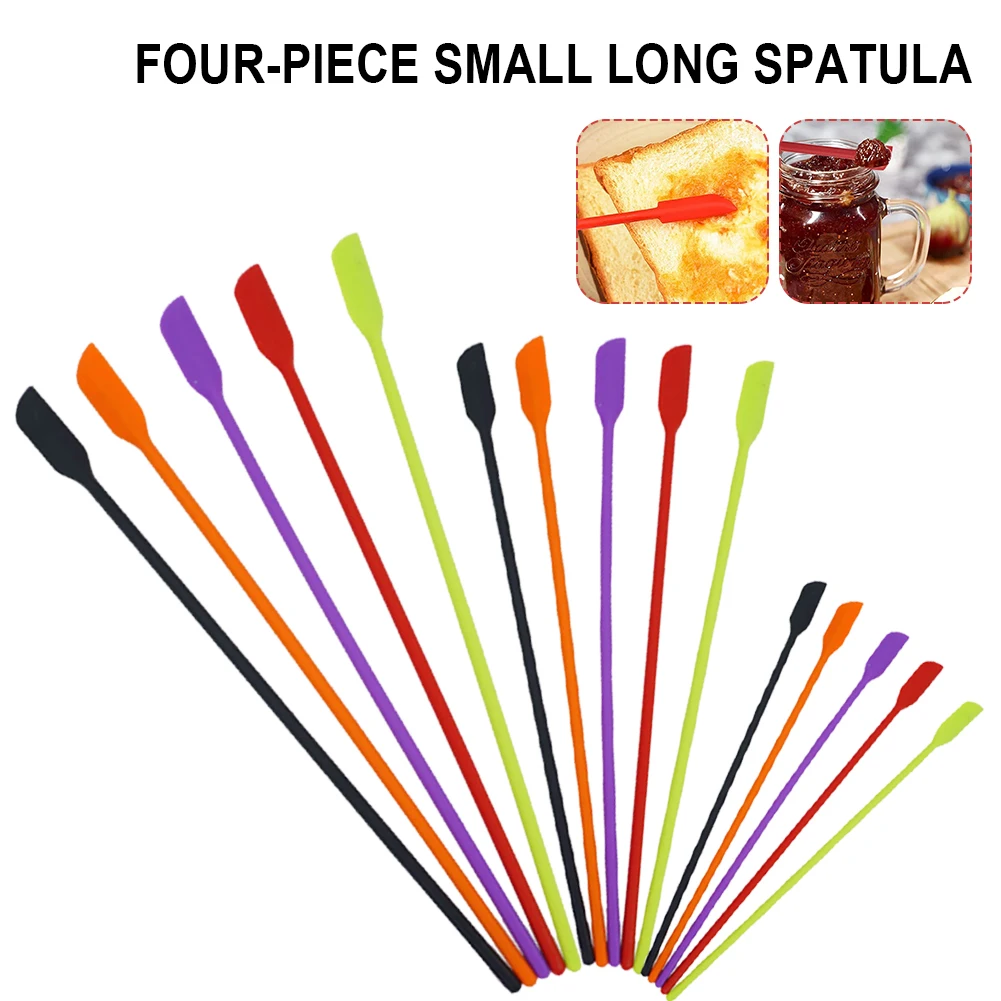 

4Pcs Spatula Tool Set Mini Reusable Silicone Bottle Scraper Beauty Spatula For Kitchen Jars Butter Cream Cosmetic Bottles 3 Size