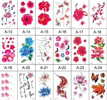 

Tattoo Design Butterfly Tree Branch Vivid Temporary Tattoo Sticker 10pcs/lot Flower Bird Decal Fake Women Men DIY Henna Body Art