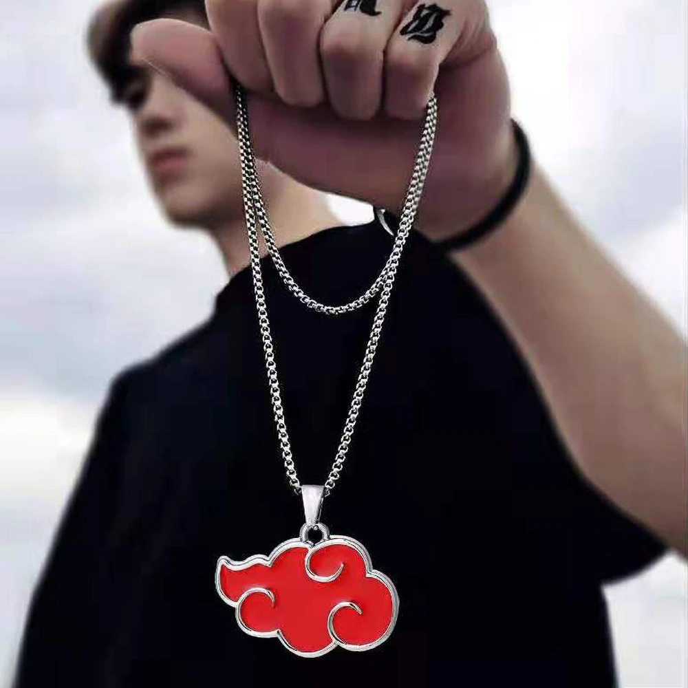 Akatsuki Red Cloud Pendant Necklace For Women Narutos Anime Accessories