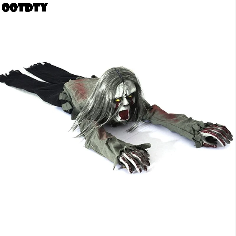 

Halloween Horror Zombie Skeleton Animated Prop Voice Control Crawling Toy Ghost Haunted House Background Party Bar KTV Decor