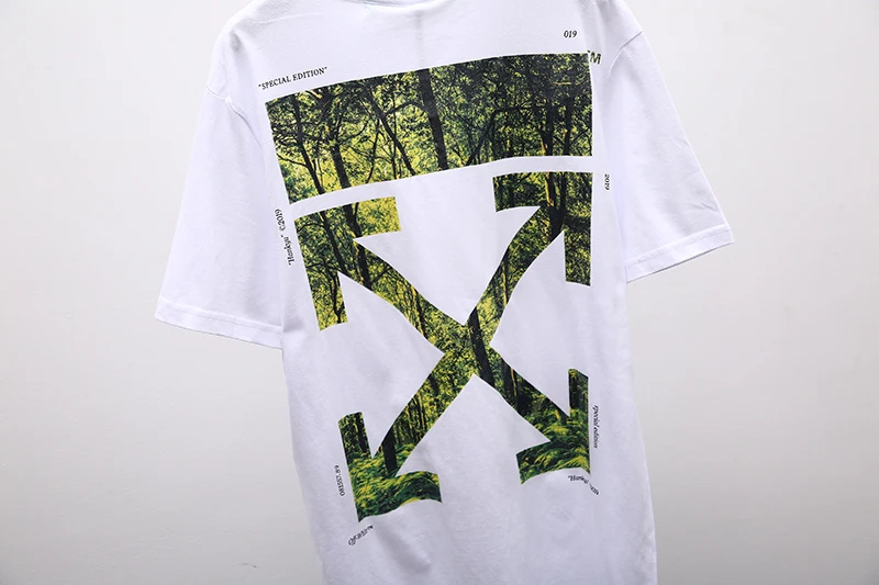 Japan limited edition тропический лес 19ss Off-White Мужская/Женская Модная хлопковая Повседневная футболка с круглым вырезом и коротким рукавом