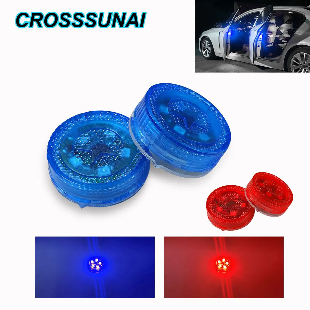 

Car led auto Door Opening Warning Alarm Signal Lights 5 leds Magnetic Induction Strobe Flashing Anti-Rear-end collision Lights