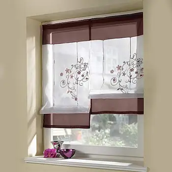 

2020 New Roman Blinds Short Kitchen Curtains Solid Color Blackout Curtains Rod Pocket Modern Curtain 1 Piece