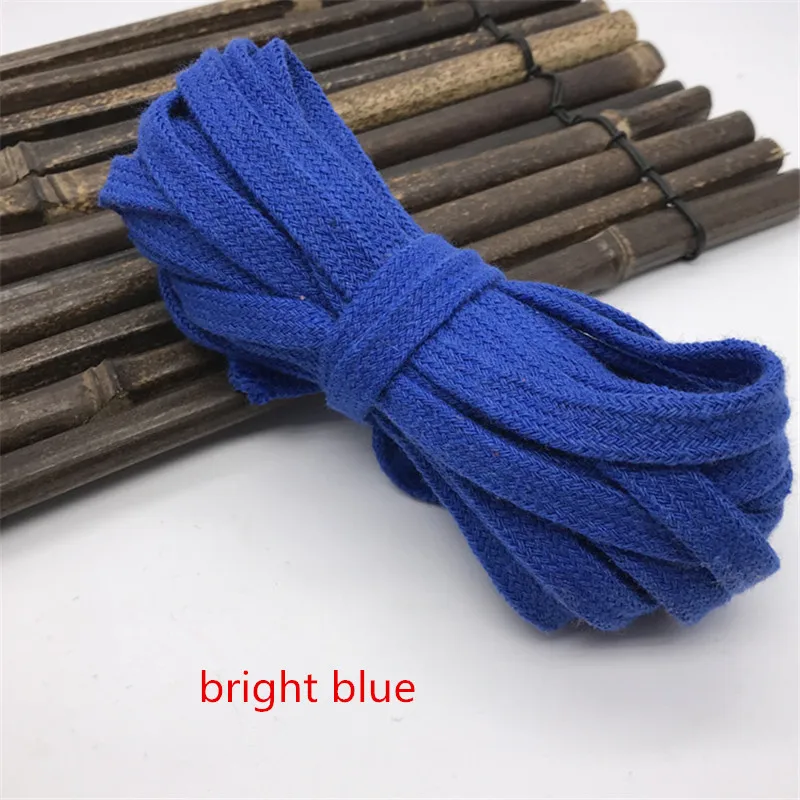 Colored Cotton Braided Rope Hollow Flat Twisted Cord 10 mm * 10M Sports Belt DIY Sewing Tape Rope Shoes Hat Decoration 14 colors
