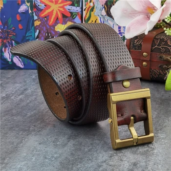 

Luxury Men's Belt Carving Thick Genuine Leather Designer Belt Ceinture Leather Belt Men Brass Belt Buckle Belt Male MBT0129